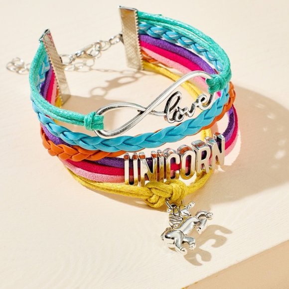 Bespoken For Jewelry - Unicorn Charm Rainbow Love Pride Wrap Bracelet